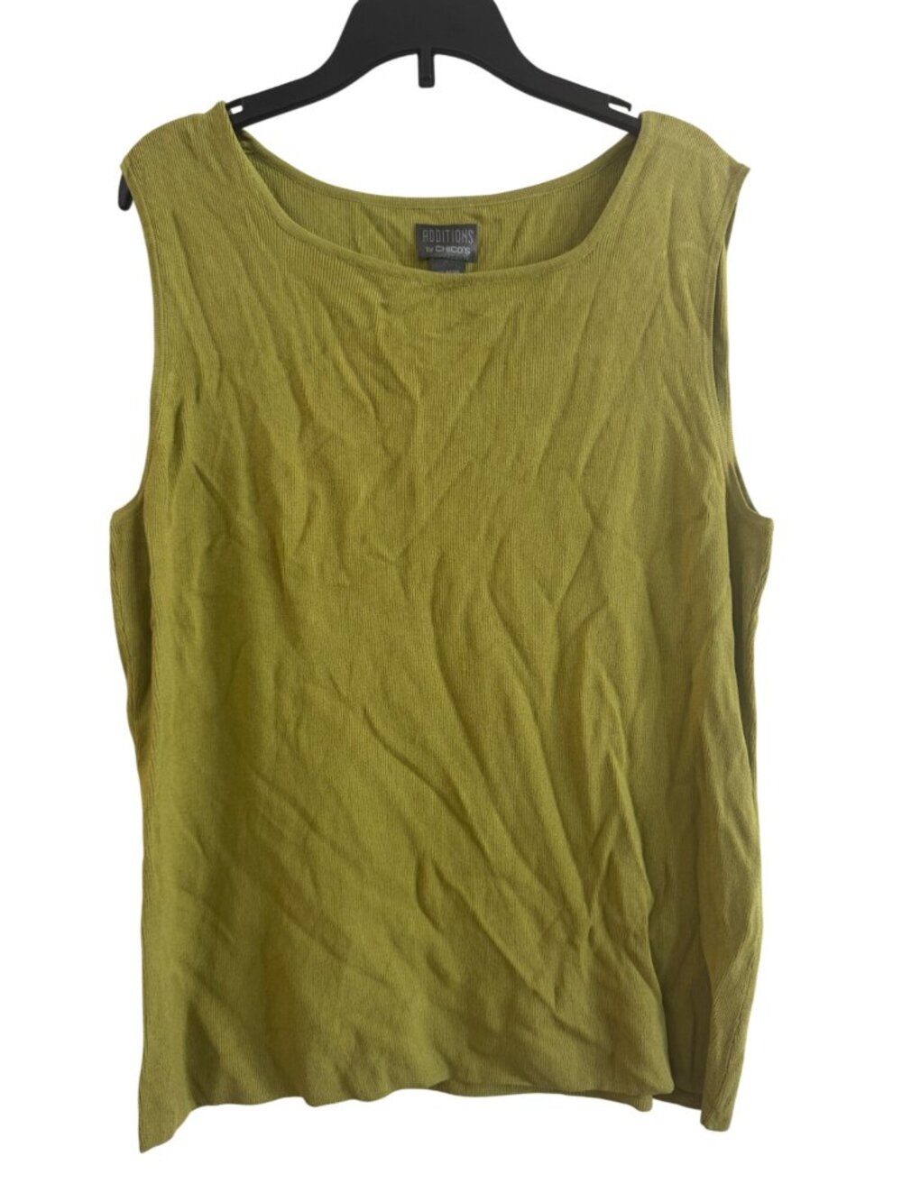 Additions By Chicos Womens Sleeveless Knit Tank Top Size 2 Rayon Blend Green